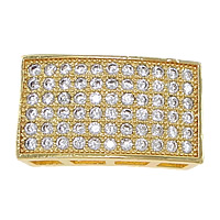 Cubic Zirconia Micro Pave Brass Beads, Rectangle, plated, multihole & micro pave cubic zirconia Approx 