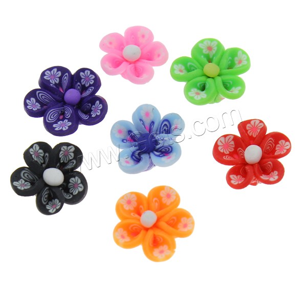 erles fimo en fleur, argile de polymère, fait à la main, normes différentes pour le choix, plus de couleurs à choisir, Trou:Environ 1-1.5mm, 1000PC/sac, Vendu par sac