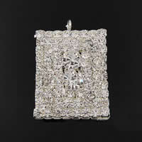 Rhinestone Brass Pendants, Rectangle, plated, with rhinestone Approx 2mm 