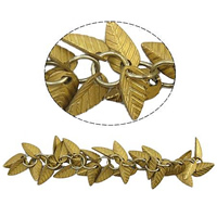 Handmade Brass Chain, Leaf, plated 