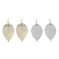 Brass Drop Earring, Leaf, plated nickel, lead & cadmium free 