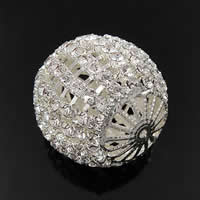 Bola Rhinestone Spacer, metal, Esférico, chapado, con diamantes de imitación & hueco, más colores para la opción, 23mm, agujero:aproximado 1mm, Vendido por UD