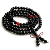 108 Perlen Mala, Schwarzer Achat, mit elastische Nylonschnur & Roter Achat, unterschiedliche Länge der Wahl & buddhistischer Schmuck & verschiedene Größen vorhanden, 108PCs/Strang, verkauft von Strang