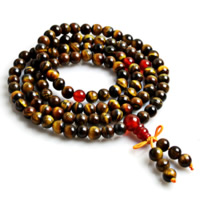 108 Perlen Mala, Tigerauge, mit elastische Nylonschnur & Roter Achat, unterschiedliche Länge der Wahl & buddhistischer Schmuck & verschiedene Größen vorhanden, 108PCs/Strang, verkauft von Strang