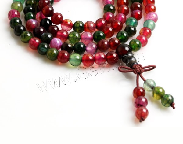 108 perles de Mala, Tourmaline Couleur Agate, avec cordon élastique en nylon, longueur différente pour le choix & bijoux bouddhiste & normes différentes pour le choix, 108PC/brin, Vendu par brin