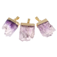 Quartz naturel Druzy Pendentifs, améthyste, avec laiton caution, Plaqué de couleur d'or rose, Février Birthstone & le style Druzy & mélangé - Environ Vendu par sac