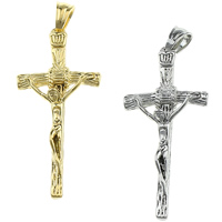 Stainless Steel Saint Pendant, Crucifix Cross, plated Approx 