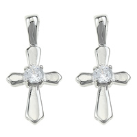 Stainless Steel Cross Pendants, with cubic zirconia, original color Approx 