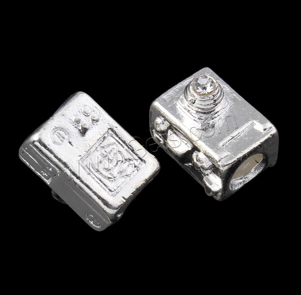 grano Europeo de aleación Zinc con diamante, aleación de zinc, Cámara, chapado, sin rosca & con diamantes de imitación, más colores para la opción, 10x10mm, agujero:aproximado 4.2-4.5mm, Vendido por UD