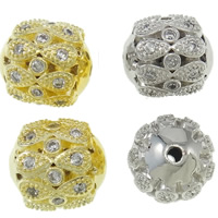 Cubic Zirconia Micro Pave Brass Beads, Drum, plated, micro pave cubic zirconia Approx 1mm 