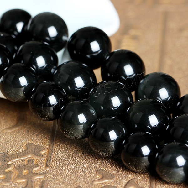 Natural Black Obsidian Beads, Round, different size for choice, Grade A, Length:Approx 15 Inch, Sold By Strand