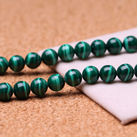 Natural Malachite Beads, Round Grade AAAAA Approx 15 Inch 