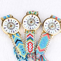 Braided Friendship Watch, Zinc Alloy, with Wool & Glass, Chinese movement, plated, adjustable & for woman nickel, lead & cadmium free, 40mm, 20mm Approx 8 Inch 