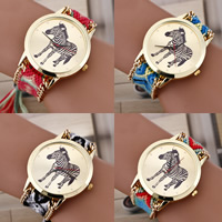 Braided Friendship Watch, Zinc Alloy, with Wool & Glass, Chinese movement, plated, adjustable & for woman nickel, lead & cadmium free, 40mm, 20mm Approx 8 Inch 