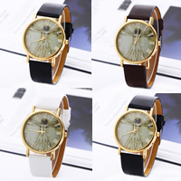 Women Wrist Watch, PU Leather, with Glass & Zinc Alloy, Chinese movement, plated, adjustable & for woman nickel, lead & cadmium free, 40mm, 20mm Approx 8 Inch 