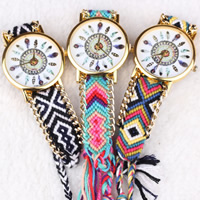 Braided Friendship Watch, Zinc Alloy, with Wool & Glass, Chinese movement, plated, adjustable & for woman nickel, lead & cadmium free, 40mm, 20mm Approx 8 Inch 