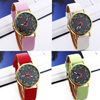 Women Wrist Watch, PU Leather, with Glass & Zinc Alloy, Chinese movement, plated, adjustable & for woman nickel, lead & cadmium free, 40mm, 20mm Approx 8 Inch 