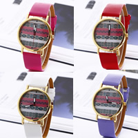 Women Wrist Watch, PU Leather, with Glass & Zinc Alloy, Chinese movement, plated, adjustable & for woman nickel, lead & cadmium free, 40mm, 20mm Approx 8 Inch 