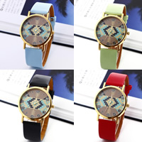 Women Wrist Watch, PU Leather, with Glass & Zinc Alloy, Chinese movement, plated, adjustable & for woman nickel, lead & cadmium free, 40mm, 20mm Approx 8 Inch 