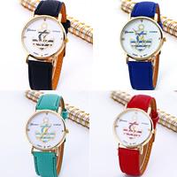 Women Wrist Watch, PU Leather, with Glass & Zinc Alloy, Chinese movement, plated, adjustable & with letter pattern & for woman nickel, lead & cadmium free, 40mm, 20mm Approx 8 Inch 