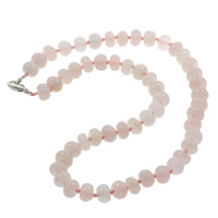 quartz rose collier, Alliage de zinc fermoir homard, rondelle, naturel Environ 18 pouce, Vendu par brin