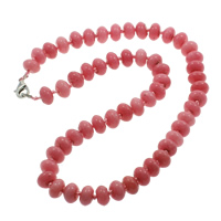 Collier de cristal naturel, rouge de cerise, Alliage de zinc fermoir homard, rondelle Environ 18 pouce, Vendu par brin