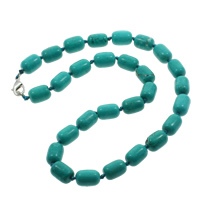 Collier Bijoux en turquoise, turquoise synthétique, Alliage de zinc fermoir homard, pilier, bleu Environ 18 pouce, Vendu par brin