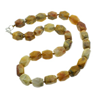 agate folle collier, Alliage de zinc fermoir homard, naturel, facettes Environ 18 pouce, Vendu par brin