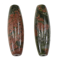 Unakit Perlen, Unakite, oval, natürlich, 12x38mm, Bohrung:ca. 1.5mm, verkauft von PC