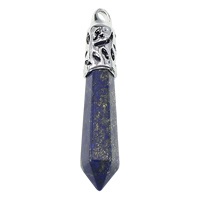 Pendentifs Lapis Lazuli, lapis lazuli naturel, avec laiton, pendule, Placage de couleur platine Environ 4mm, Vendu par PC