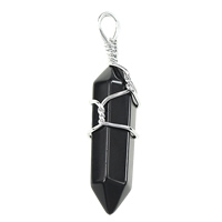 Pendentifs agates noires, agate noire, avec laiton, pendule, Placage de couleur platine, naturel Environ Vendu par PC