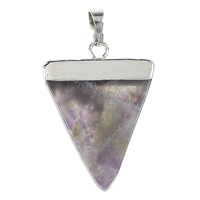 Amethyst Anhänger, mit Messing, Dreieck, Platinfarbe platiniert, Februar Birthstone & natürliche, 25x35x4mm, Bohrung:ca. 5x7mm, verkauft von PC