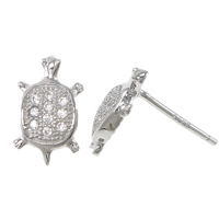 Silver Earring Zircon pavent Sterling, argent sterling 925, avec earnut de caoutchouc, tortue, pavé de micro zircon Vendu par paire