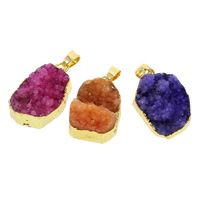 Natürliche Achat Anhänger Druzy, Eisquarz Achat, mit Messing, goldfarben plattiert, druzy Stil & gemischt, 15x20x7mm-20x25x15mm, Bohrung:ca. 5x7mm, 50PCs/Tasche, verkauft von Tasche