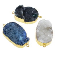 Natürliche Achat Druzy Anschluss, Eisquarz Achat, mit Messing, goldfarben plattiert, druzy Stil & gemischt & 1/1-Schleife, 27x45x9mm-33x52x13mm, Bohrung:ca. 2mm, 50PCs/Tasche, verkauft von Tasche