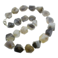 Collier Agate grise, Alliage de zinc fermoir homard, naturel, 11-22mm Environ 18 pouce, Vendu par brin