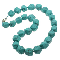 Collier Bijoux en turquoise, turquoise synthétique, Alliage de zinc fermoir homard, bleu, 11-22mm Environ 18 pouce, Vendu par brin