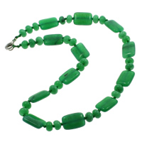 Collier de Jade Malaisie, Alliage de zinc fermoir homard, rectangle, naturel Environ 17 pouce, Vendu par brin