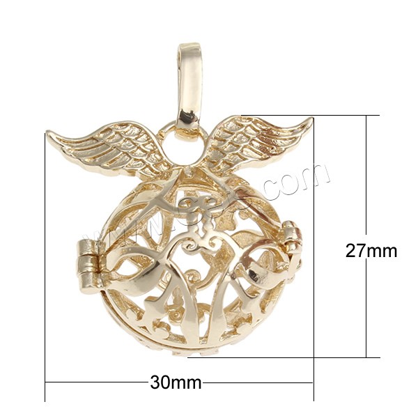 Pregnant Ball Locket Pendant, Brass, with brass bell & Rhinestone Clay Pave, Round, plated, with rhinestone & hollow, more colors for choice, nickel, lead & cadmium free, 30x27x21mm, Hole:Approx 3x7mm, Sold By PC