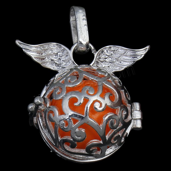 Bola pendentif boule, laiton, avec cloche en laiton, Rond, Placage, avec peint & creux, plus de couleurs à choisir, protéger l'environnement, sans nickel, plomb et cadmium, 26.5x26x20mm, Trou:Environ 3x9mm, Vendu par PC