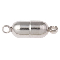 Messing Magnetverschluss, oval, Platinfarbe platiniert, Einzelstrang, frei von Nickel, Blei & Kadmium, 19x6mm, Bohrung:ca. 2mm, 50PCs/Tasche, verkauft von Tasche