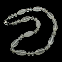 quartz clair collier, Alliage de zinc fermoir homard, ovale, naturel  Environ 16.5 pouce, Vendu par brin