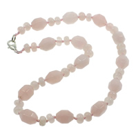 quartz rose collier, Alliage de zinc fermoir homard, naturel  Environ 17 pouce, Vendu par brin