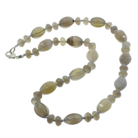 Collier Agate grise, Alliage de zinc fermoir homard, naturel  Environ 19 pouce, Vendu par brin