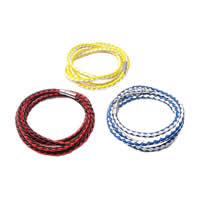 Pulseras de Cordón de PU, Cuero de PU, latón cierre de bayoneta, chapado en color de platina, 4-aro & 2-tono, más colores para la opción, 4mm, longitud:aproximado 31 Inch, Vendido por Sarta