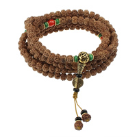 Wrist Mala, Rudraksha, with Nylon Cord & Resin & Zinc Alloy, Buddhist jewelry & , 5.5-6x7-8mm   8- Approx 58 Inch, Approx 