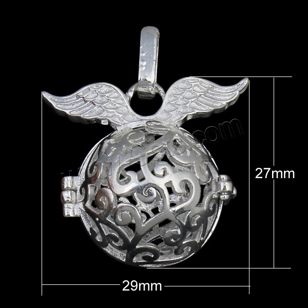 Pregnant Ball Locket Pendant, Brass, with brass bell & Rhinestone Clay Pave, Round, plated, hollow, more colors for choice, nickel, lead & cadmium free, 29x27x20mm, Hole:Approx 3x7mm, Sold By PC