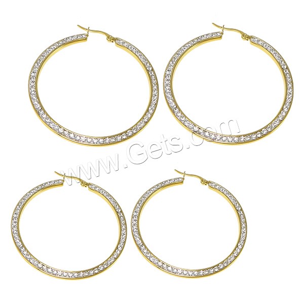 Boucle d'oreille en acier inoxydable Hoop, avec argile, Placage de couleur d'or, normes différentes pour le choix, Vendu par paire