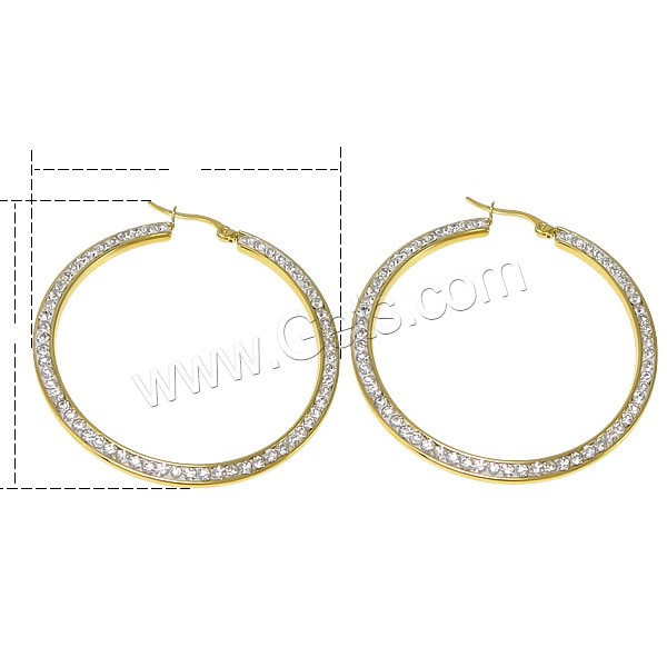 Boucle d'oreille en acier inoxydable Hoop, avec argile, Placage de couleur d'or, normes différentes pour le choix, Vendu par paire