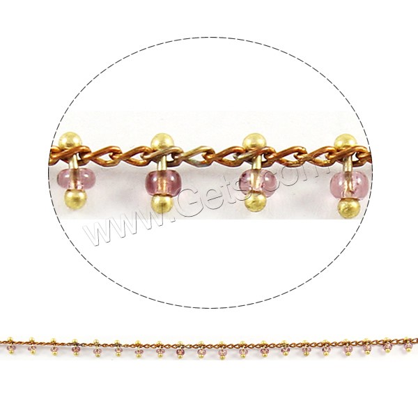 Glass Seed Beads Chain, with Brass, plated, handmade, more colors for choice, 1.5x2x0.5mm, 2mm, 5mm, Sold By m